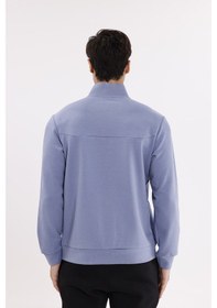 Resim Rowinger Modal Karışımlı Dik Yaka Tam Fermuarlı Yan Şerit Detaylı Cepli Spor Eşofman Üstü Lightblue 