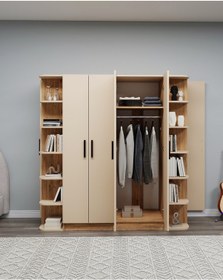 Resim Linda-luses 2 Gardırop Birlikte 6 Kapaklı Raflı Genç Odası Gardırop, Giysi Dolabı, Atlantik Çam Bej Atlantik Çam Bej 