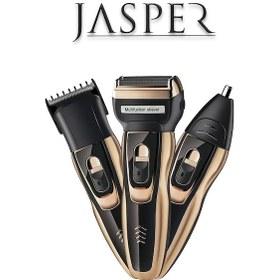 Resim Jasper 2020 3 Başlıklı Şarjlı Saç Sakal Burun Kılı Alma Tıraş Makinesi 