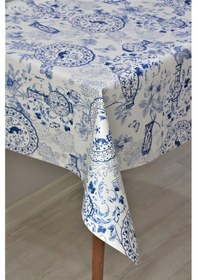 Resim Elyaf Astarlı Silinebilir Pvc Muşamba Masa Örtüsü C140-1vazo-mavi 