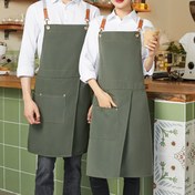 Resim 1 Adet Kumaş Pamuk Önlük - Ayaklı Kesim ve Büyük Cepleri ile Zeytin Yeşili, Ayarlanabilir Kayışlar, Mutfak, Kafe veya Ev Kullanımı İçin Dayanıklı Tasarım, Klasik Önlük Stili 