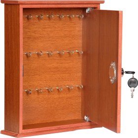 Resim Selena Büyük Kilitli Ahşap Anahtar Dolabı Ceviz Renkli 18 Anahtar Kapasiteli 27x32,5x7,5 cm Ölçüler 
