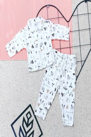 Resim Kızıldereli Desenli Önden Çıtçıtlı,gömlek Yakalı Erkek Bebek Pijama Takım ka52121053 