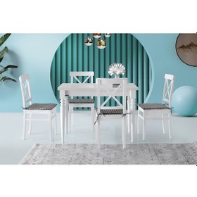Resim Smart Masa, Çapraz Döşemeli Sandalye, Beyaz, 110x70 Beyaz 