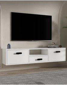 Resim 1328dropct-32 Duvara Montaj Tv Sehpası Beyaz-siyah Beyaz-siyah 
