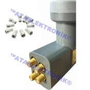Resim Ata Elektronik Unıversal 4'lü 4 Çıkışlı Lnb 3D 4K Full Hd Lenebe Elenbi + 10 Adet Jak 