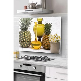 Resim Ne Verelim Size Ocak Arkası Cam Koruyucu Tezgah Ankastre Arkası Koruyucu | Ananas Desenli 