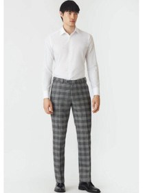 Resim Bisse Erkek Regular Fit Platinum Ekoseli Klasik Pantolon GRİ Gri 