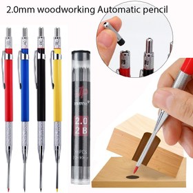 Resim 2.0mm 3 adet Yeni Yaratıcı Derin Delik Metal Ahşap İşleme Mekanik Kalem Seti 36 adet/kutu Uzun 12cm 2B Değiştirilebilir Kurşun, Ahşap İşleme Mühendisi Çizim Malzemeleri için Marangoz İşareti Kalem 