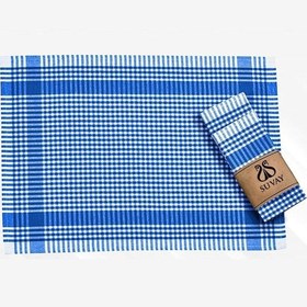 Resim Mutfak Kurulama Bezi 6'lı Mavi Pöti Kareli Bulaşık Kurulama Bezi Servis Peçetesi Beslenme Örtüsü Mavi 