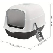 Resim Tcherchı Büyük Tam Kapşonlu Kedi Kumu Kutusu Kedi Kumu Tepsileri Sıçramaya Karşı Kedi Lazımlık Tavası 