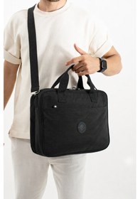 Resim Sanmorris Unisex Krinkıl Siyah Renkli Suya Dayanıklı Laptop Bölmeli Çapraz-el Askılı Evrak Ve Laptop Çantası Siyah 