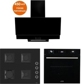 Resim Ferre Ve Afm Tech SS205 + FM7700 + FM3250 Basel 8 Prog. Turbolu Siyah Dijital Ankastre Set 