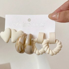 Resim 6 adet Düzensiz Geometrik Kalp Şekilli Kadın Moda Küpe Takı Seti Zarif Minimalist Tarz Günlük Kullanım ve Parti Aksesuarları olarak Hediye Takı Seti 