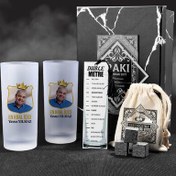 Resim Kral Adam Fotoğraflı İkili Rakı Kadehi Seti Hediye Kutusu 