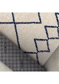 Resim İskandinav Tarzı Sonsuz Karo Desenli Halı Salon Mutfak Halısı Yolluk Krem Kaymaz Taban Krem 