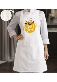 Resim Bk Gift Kişiye Özel İsimli Çapraz Askılı Beyaz Mutfak Önlüğü - 7, Aşçı Önlüğü, Şef Önlüğü, Anneye Hediye Kobitmeyencom35941 Bk Gift Renkli 