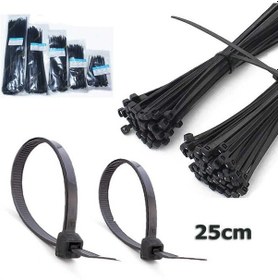 Resim Siyah Cırt Plastik Kelepçe 25 Cm Kablo Bağı - 3.6 250mm 100 Adet 