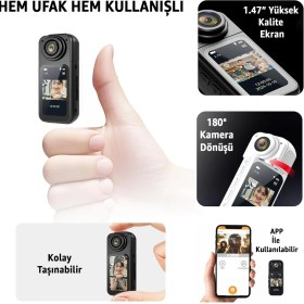 Resim Robeve Mini Taşınabilir Aksiyon Kamera – 2.7k Ultra Hd Video, 180° Döner Lens, Wi-Fi Bağlantılı, 1.47″ Hd Ekran, Kompakt Vlogging & Spor Kamerası Mıknatıslı 