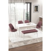 Resim Canisa Concept Canisa Via Serisi Bench'li 80X132 Açılabilir 1.sınıf Beyaz Mutfak Masası Takımı 