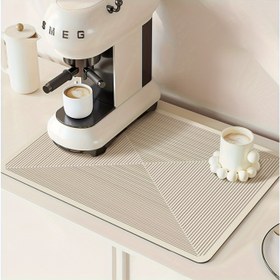 Resim 1 adet, Süzgeç Ped, Geometrik Şeritli Silikon Diatomit Kurutma Matı, 15.8x11.8in/40x30cm Kahve Makinesi Emici Tezgah Ped, Mutfak Aksesuarları 