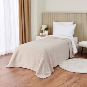 Resim Nuvomon Üçgen Desenli Tek Kişilik Yatak Örtüsü - 160x240 cm - Bej 