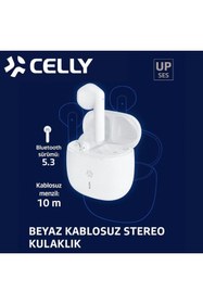 Resim Celly BUZ2 TWS Tam Kablosuz Bluetooth 5.3 Dokunmatik Kulak İçi Beyaz Kulaklık Type-C Girişli 