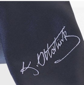 Resim Gaffy Atatürk Imza Desenli Dokuma Lacivert Kravat - Ak-12 Lacivert 
