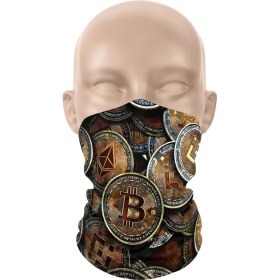 Resim Dair Aksesuar Bitcoin Desenli Bandana Boyunluk Outdoor Balaklava 