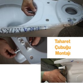 Resim Badem10 Uzun Klozet Tuvalet Taharet Çubuğu 32 cm Plastik Borulu Ayarlanabilir Kısaltılabilir U Tipli Montaj 
