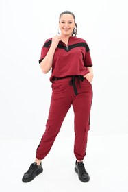 Resim Koza Butik Kadın Büyük Beden Yarım Fermuarlı Eşofman Takımı 8109-24 