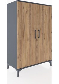 Resim Hyperion Dolap 2 Kapaklı Tek Askılı 88x44x134 Antrasit-çam Antrasit 