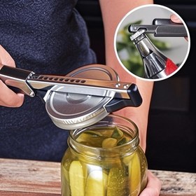 Resim Ayarlanabilir Paslanmaz Çelik Kavanoz ve Şişe Açacağı - Kolay Kapak Çıkarma İçin Ergonomik Tasarım, Turşular, Kutular ve Daha Fazlası İçin Mükemmel - Yaşlılar ve Düşük Güçte Kişiler İçin İdeal, Kavanoz Açacağı 