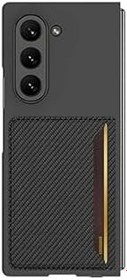 Resim Galaxy Z Fold 6 Karbonfiber Arka Yüzey Zore Kartlıklı Z-Kart Kıpta Sert Kapak-Siyah 