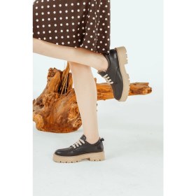 Resim Cooliza Deri Bağcıklı Günlük Rahat Kadın Oxford Casual Ayakkabı 