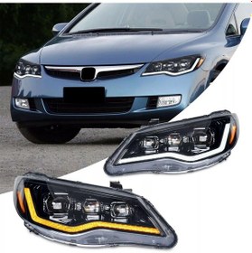 Resim Honda Civic 2006-2012 Fd6 Daimond 3 Lens Ledli Ön Far 