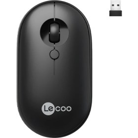 Resim Lecoo Kablosuz 1600DPI 4 Tuşlu Sessiz PC, Mac, Dizüstü Bilgisayar için, USB Mini Alıcı ile Optik Mouse Siyah 