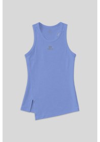 Resim Tommy Life Eflatun Yırtmaç Detaylı O Yaka Sıfır Kollu Standart Kalıp Kadın Spor Atlet - 97256 Mor 
