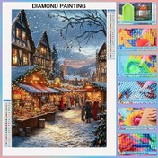 Resim Beş Boyutlu Elmas Resim Seti: Işıltılı Kış Köyü Manzarası Yaratın - Mükemmel Noel ve Yeni Yıl Süslemesi! 29.97 cm x 40.13 cm 