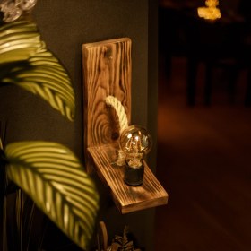 Resim Artistix Rustik Modern Aplik Ahşap Aplik Duvar Lambası Cafe Otel Restorant Için Ahşap Aplik Duvar Lambası Oturma Odası Yatak Odası Dekoratif Aydınlatma Iskandinav Model 