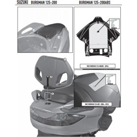 Resim Givi TB3106 Suzuki Burgman 125-200 (06-13) - Burgman 125-200 ABS (14-20) Sissy Bar 