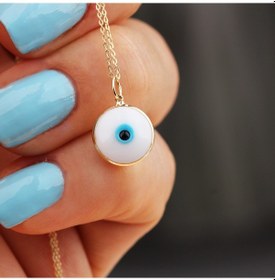 Resim Glorria Altın Beyaz Nazar Boncuğu Kolye 