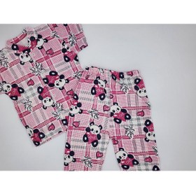 Resim By Cwhr %100 Pamuk Penye Kısa Kollu Ayıcık Desenli Kız Bebek Pijama Takımı, Çocuk Yazlık Pijama Takımı 