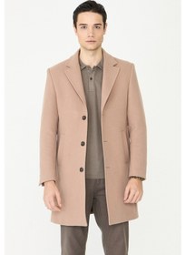 Resim Bej Astarlı İç Cepli Kaşe Kaban Regular Fit Camel 