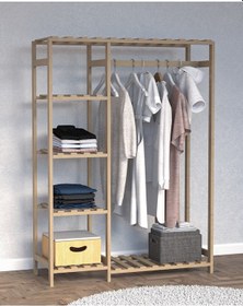 Resim Ahşap Gardırop, Masif Ahşap Dolap, Açık Dolap 110x40x150 Ahşap 