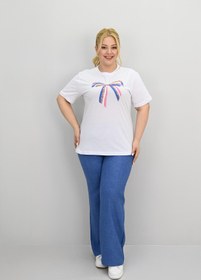 Resim Kadın Büyük Beden Kurdele Detaylı Payet İşlemeli Eşofman Takımı 8200-25 - 3XL / Bej 