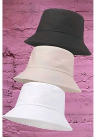 Resim Tezzgelsin Unisex Uv Korumalı Pamuku Bucket Şapka Siyah Bej Beyaz 