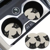 Resim 2 adet Üç Kedi Emici Araba Bardak Tutucu Coaster Mat - Kadınlar ve Erkekler için Araba İç Aksesuarları, Araba Araçları ve Ev Masaüstü için Su Bardağı Coasters 