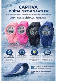 Resim Captiva Digital 3 Atm Suya Dayanıklı Işık+alarm+kronometre+takvimli Çoçuk Kol Saati Cp.ml.001s2 Lacivert 