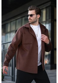Resim Kahverengi Cepli Basic Erkek Polar Gömlek E6764 Kahverengi 